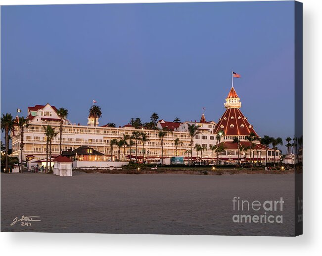  Acrylic Print featuring the photograph Hotel Del Coronado at Twilight by Jeffrey Stone