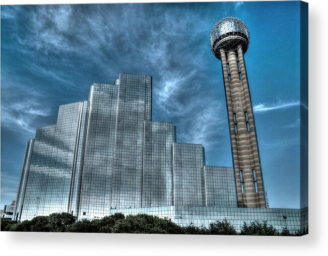 Dallas Acrylic Print featuring the photograph Hyatt Regency Dallas and Reunion Tower by Dyle  Warren