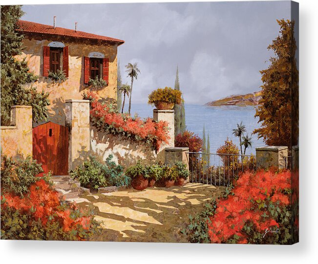 Red House Acrylic Print featuring the painting Il Giardino Rosso by Guido Borelli