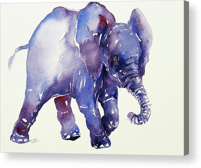 Elephant Acrylic Print featuring the painting Inky Blue Elephant by Arti Chauhan