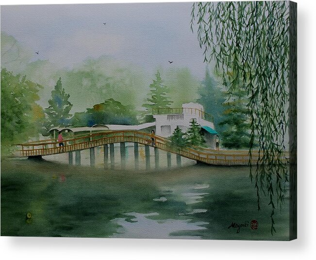 Japan Acrylic Print featuring the painting Inokashira Bridge in Summer by Kelly Miyuki Kimura