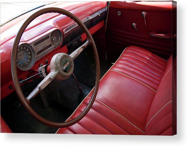 American Acrylic Print featuring the photograph Interior of a classic American car by Sami Sarkis