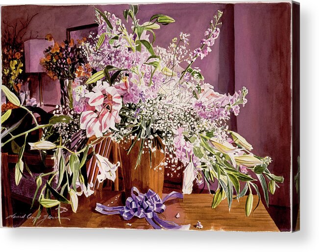 Still Life Acrylic Print featuring the painting Japan Flowers by David Lloyd Glover