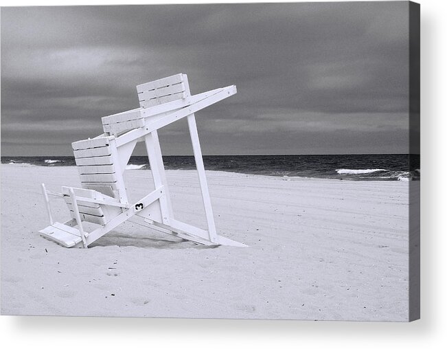 Island Beach State Park Acrylic Print featuring the photograph Jersey Shore 2 - B and W by Allen Beatty