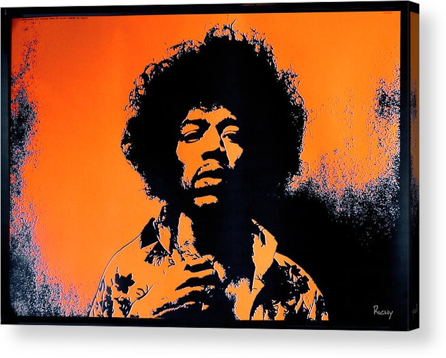 Popstar Acrylic Print featuring the digital art Jimmi Hendrix by Richy Popart