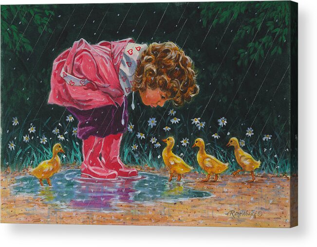 Children Acrylic Print featuring the painting Just Ducky by Richard De Wolfe