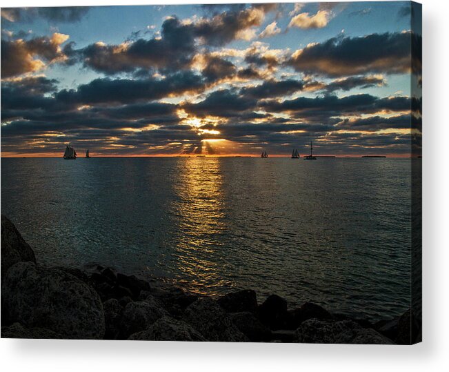 Sunset Acrylic Print featuring the photograph Key West Sunset 10 by Bob Slitzan