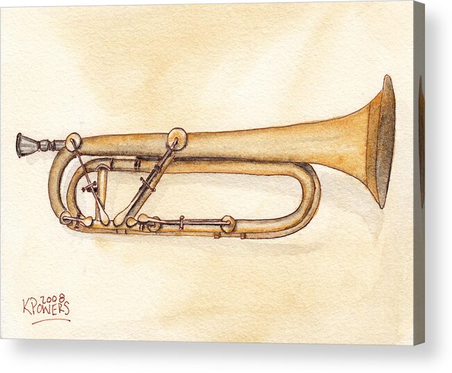 Trumpet Acrylic Print featuring the painting Keyed Trumpet by Ken Powers