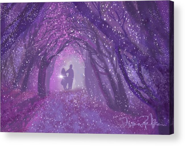 Romance Acrylic Print featuring the digital art Kiss in the Woods by Serenity Studio Art