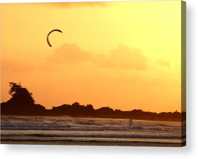 Ocean Acrylic Print featuring the photograph Kitesurfing the sunset by Mark Alan Perry