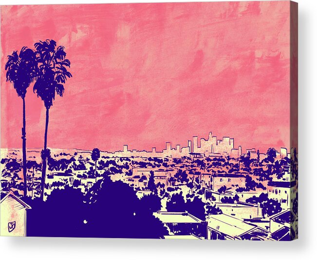 Los Angeles Acrylic Print featuring the drawing La 001 by Giuseppe Cristiano