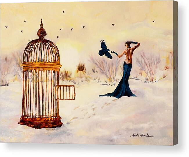 Cage Acrylic Print featuring the painting La Cage by Nicole MARBAISE