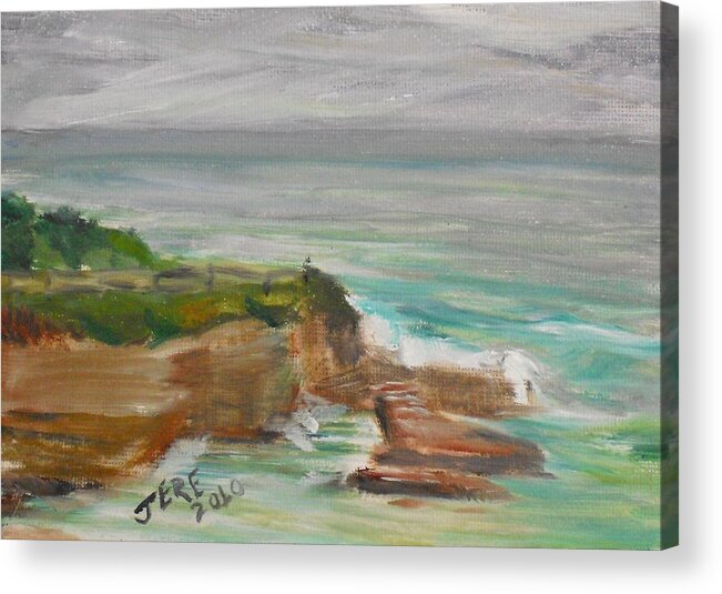 100 Paintings Acrylic Print featuring the painting La Jolla Cove 073 by Jeremy McKay