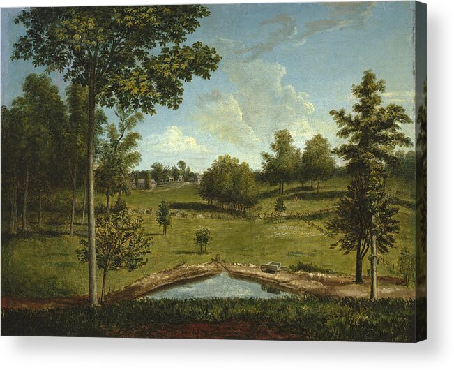 Charles Willson Peale Acrylic Print featuring the painting Landscape Looking Toward Sellers Hall from Mill Bank by Charles Willson Peale