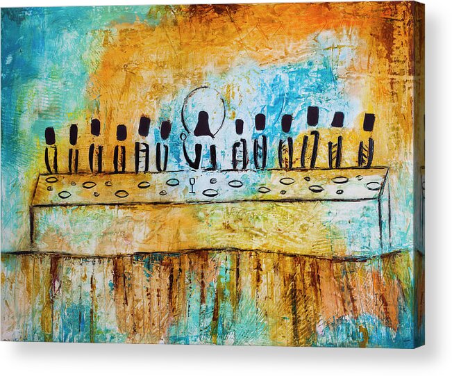 Christian Acrylic Print featuring the painting Last Supper Blue by Ivan Guaderrama