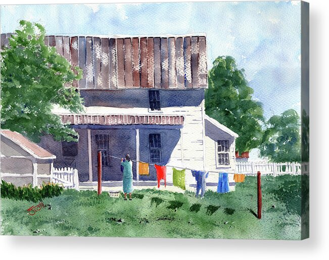 Landscape Acrylic Print featuring the painting Laundry by Scott Brown