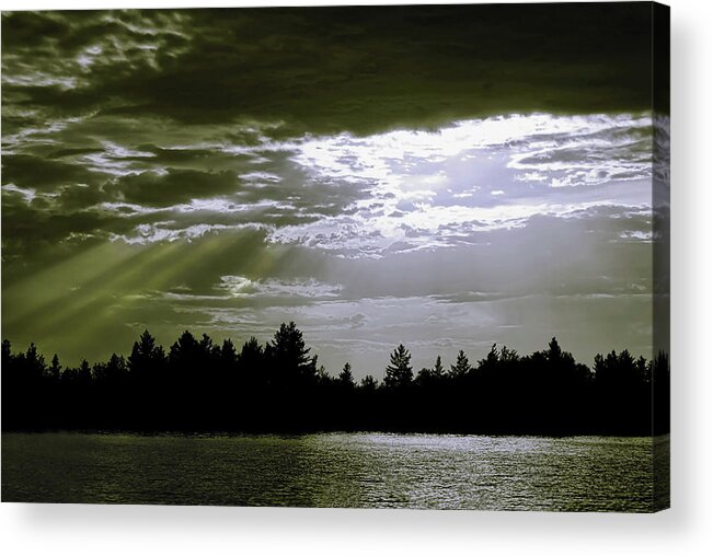 Light Beams Acrylic Print featuring the photograph Light Blast in Evening by JGracey Stinson