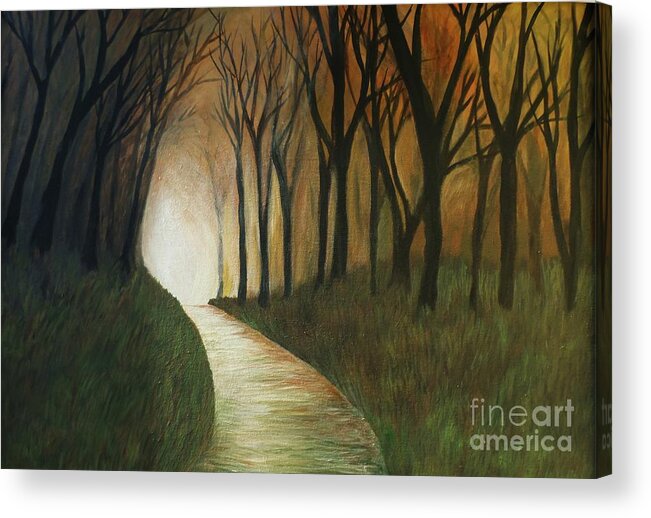 Acrylic Painting Of Path Of Spiritually Looking For The Light In The Midst Of Darkness Acrylic Print featuring the painting Light the Way by Christy Saunders Church