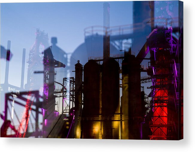 Bethlehem Steel Acrylic Print featuring the photograph Lighted Distortion by Michael Dorn