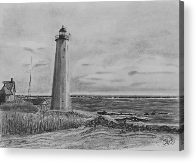 Landscape Acrylic Print featuring the drawing Lighthouse Point by Tony Clark