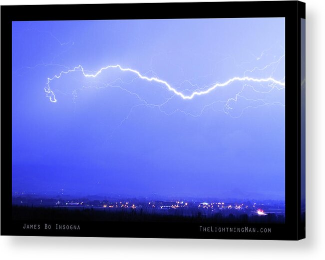 Lightning Acrylic Print featuring the photograph Lightning Over North Boulder Colorado Poster LM by James BO Insogna
