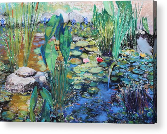 Floral Acrylic Print featuring the painting Lily Pond by M Diane Bonaparte