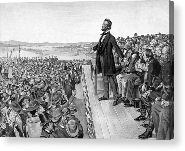 Gettysburg Address Acrylic Print featuring the drawing Lincoln Delivering The Gettysburg Address by War Is Hell Store