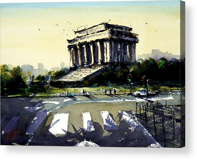 Washington Acrylic Print featuring the painting Lincoln Memorial I by James Nyika