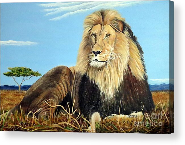 Africa Acrylic Print featuring the painting Lions Pride by Marilyn McNish