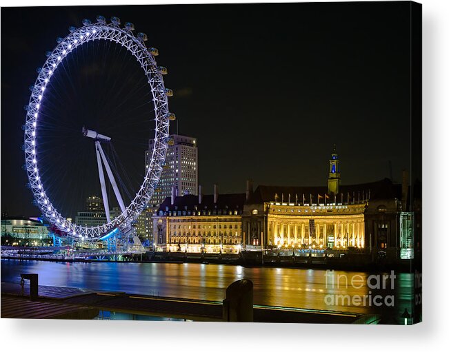Clarence Holmes Acrylic Print featuring the photograph London Eye at Night by Clarence Holmes