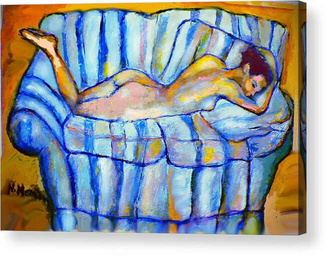 Nude Acrylic Print featuring the painting Love Seat by Noredin Morgan