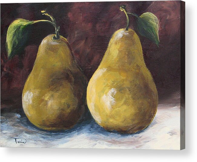 Pear Acrylic Print featuring the painting Lucky Pears by Torrie Smiley