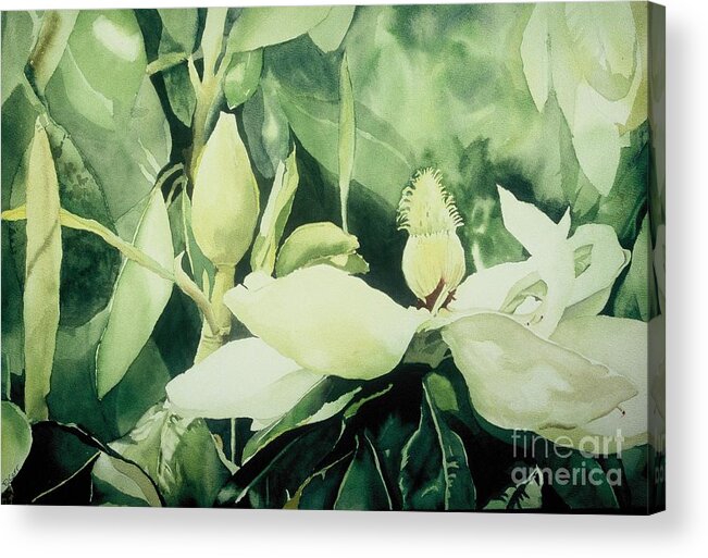 Magnolias Acrylic Print featuring the painting Magnolium Opus by Elizabeth Carr