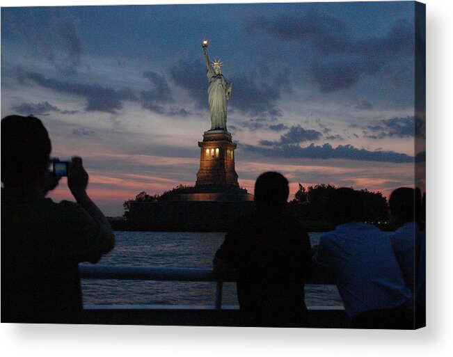 Statue Of Liberty Acrylic Print featuring the photograph Majesty in the Harbor by Frank Mari