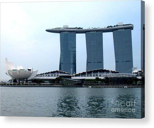 Moshie Safdie Acrylic Print featuring the photograph Marina Bay Sands 14 by Randall Weidner