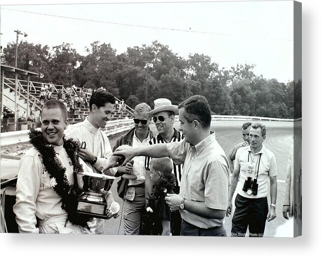 Mark Donohue Acrylic Print featuring the photograph Mark Donohue and Roger Penske Trans Am Two by Don Struke