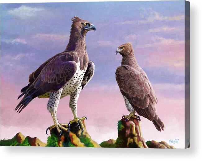 Martial Acrylic Print featuring the painting Martial Eagles by Anthony Mwangi