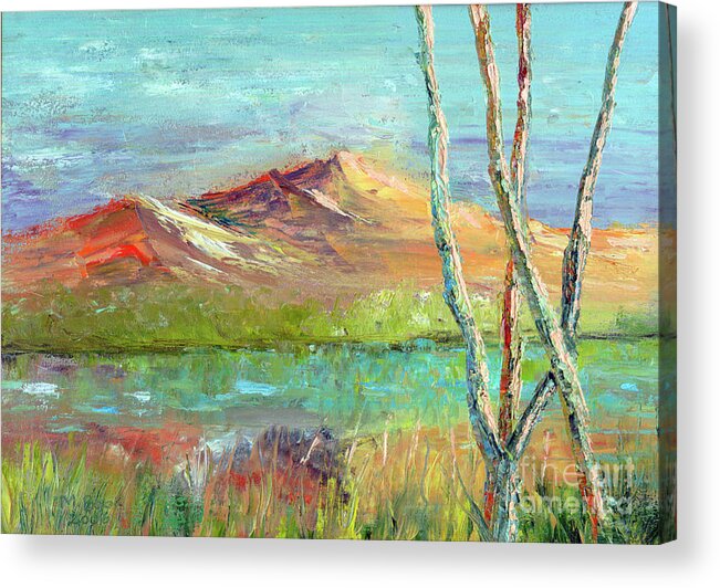 Landscape Acrylic Print featuring the painting Memories of Somewhere Out West by Marlene Book