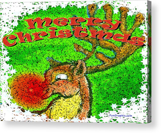 Merry Christmas Acrylic Print featuring the greeting card Merry Christmas Reindeer by Kevin Middleton