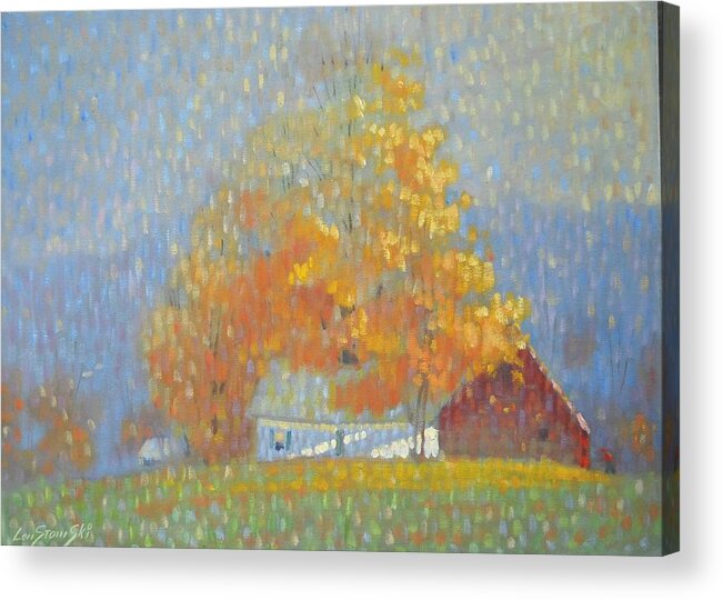 Berkshire Hills Paintings Acrylic Print featuring the painting Middle Farm Foliage by Len Stomski
