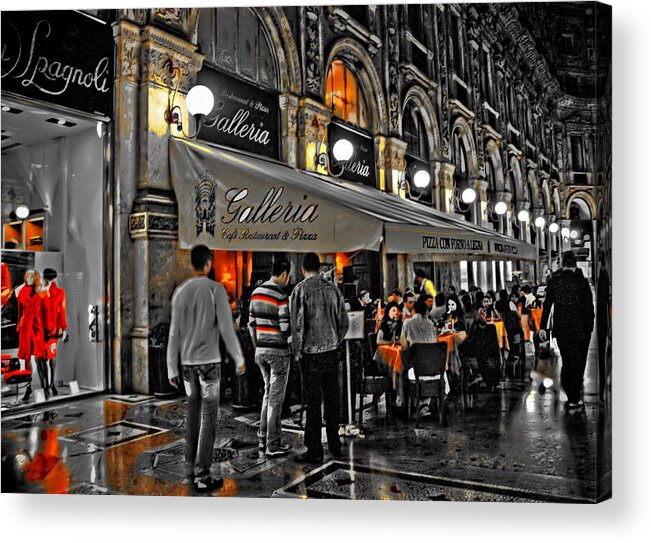 Europe Acrylic Print featuring the photograph Milan Shopping District at Night by Ginger Wakem