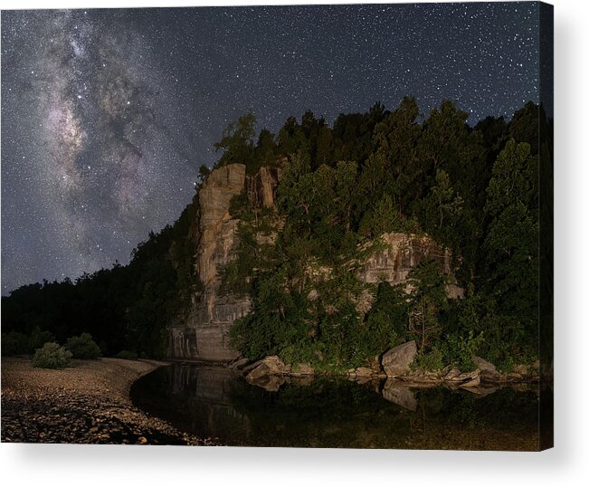 Steel Creek Acrylic Print featuring the photograph Milky Way Over Steel Creek by Hal Mitzenmacher