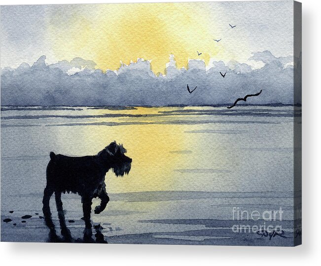 Mini Acrylic Print featuring the painting Miniature Schnauzer at Sunset by David Rogers
