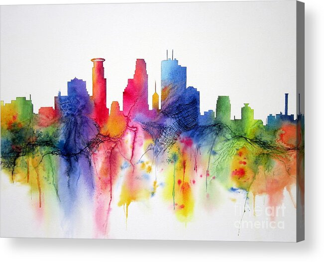 Minneapolis Acrylic Print featuring the painting Minneapolis Magic by Deborah Ronglien