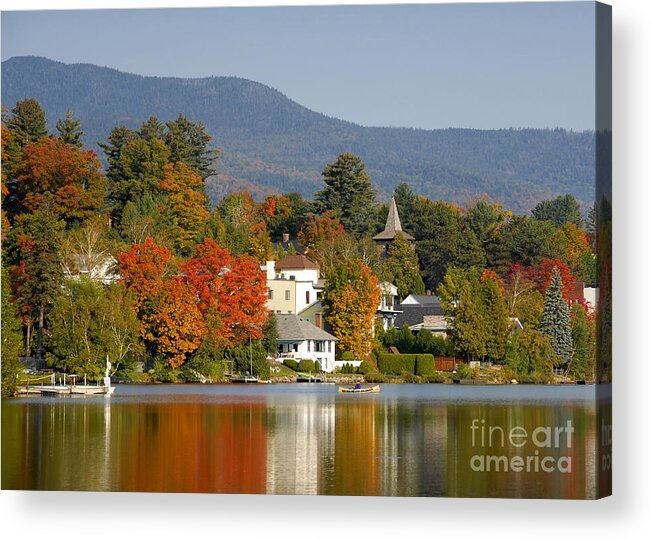 Adirondack Mountains Acrylic Print featuring the photograph Mirror Lake by David Lee Thompson