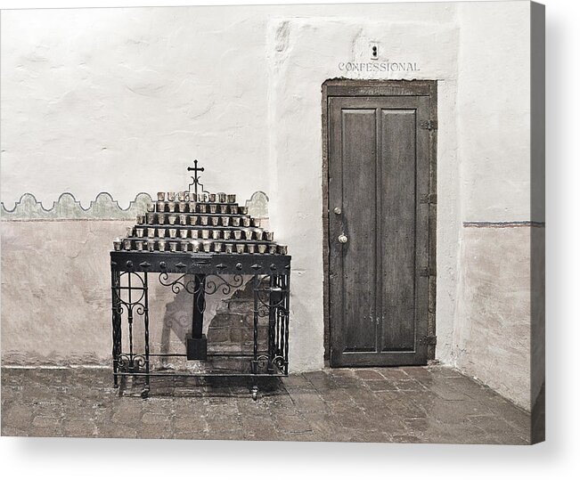 Confessional Door Acrylic Print featuring the photograph Mission San Diego - Confessional Door by Alexandra Till