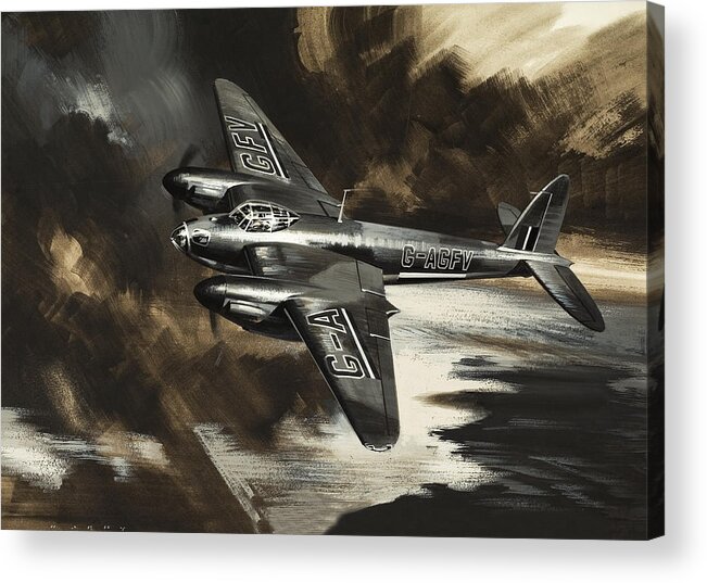 Aeroplane Acrylic Print featuring the painting Mission to Danger by Wilf Hardy