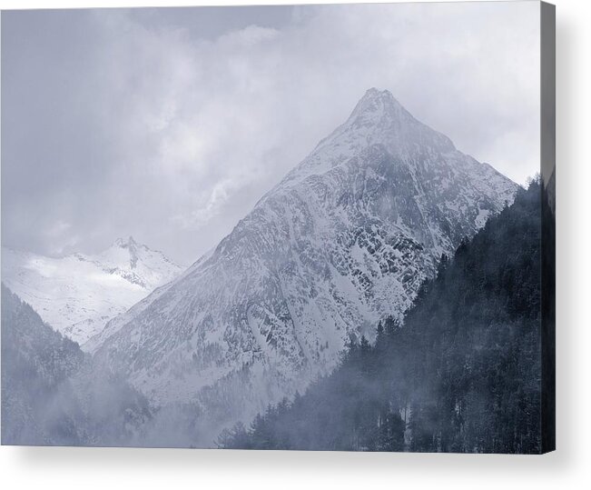 Saas Fee Acrylic Print featuring the photograph Mist and Snow by Stephen Taylor
