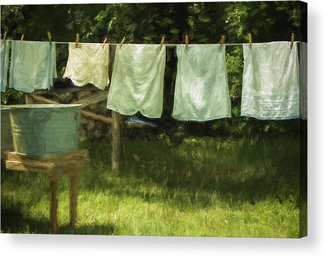 1940's Laundry Acrylic Print featuring the digital art Monday was Wash Day by Patrice Zinck