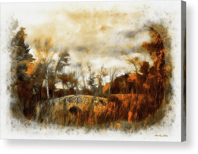 Moody Landscape Acrylic Print featuring the digital art Moody autumn day by Lilia S